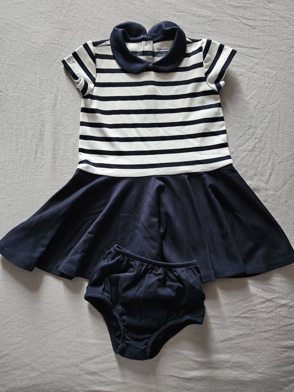 Ralph Lauren Navy and White Striped Polo Dress with Bloomer
